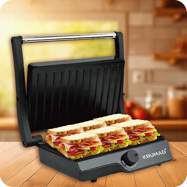 Elektrisk grill til panini-sandwiches, udtrækkelig, kontakt 2000W