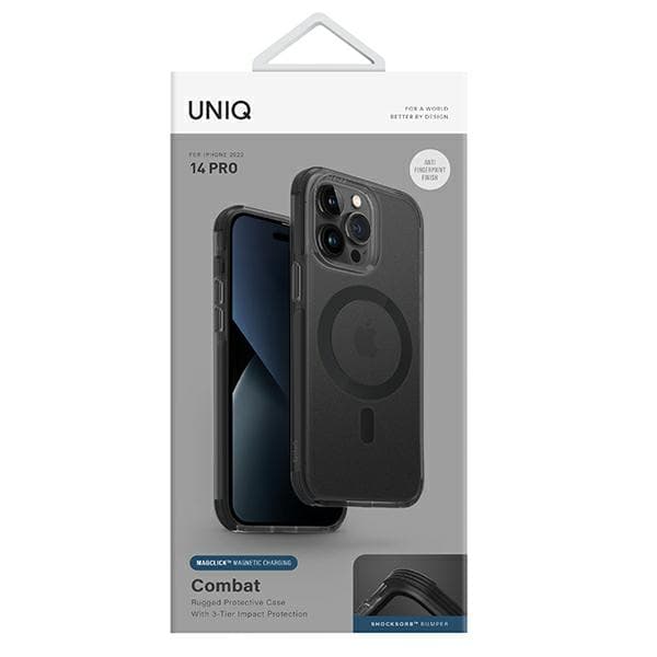 UNIQ Combat MagSafe -kotelo iPhone 14 Prolle, musta