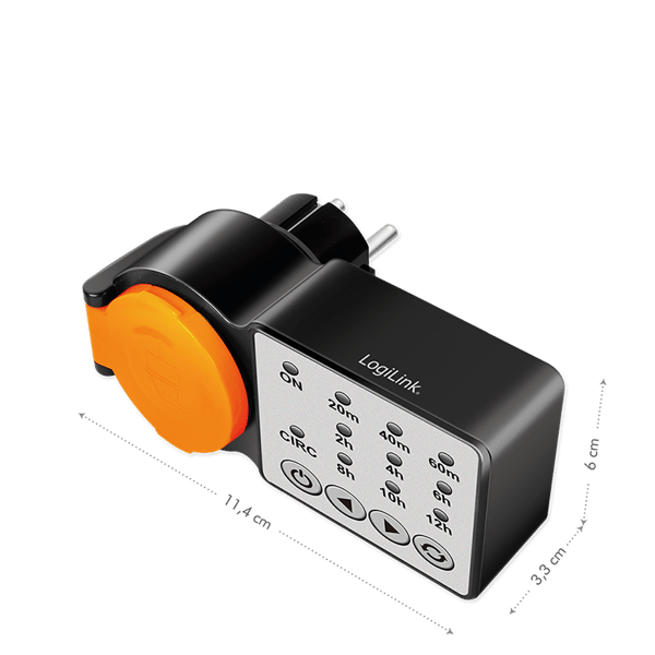 Timer Logilink IP44 CEE7/3 3600W 24h Extern timer Svart