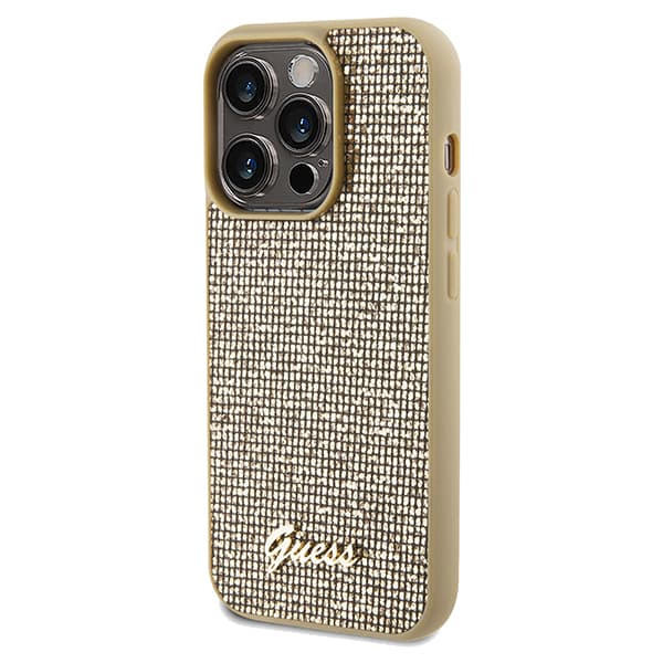 Guess Disco Metal Script-skal till iPhone 14 Pro, guld