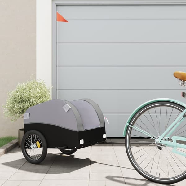 vidaXL cykelanhænger, sort og grå, 30 kg, jern
