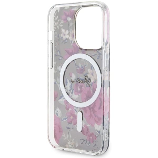 Guess Flower MagSafe-etui til iPhone 14 Pro, grøn/khaki