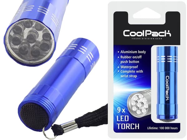 Lille LED-lommelygte med 9 coolpack-dioder