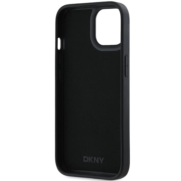 DKNY 3D Rubber Repeat Pattern-skal till iPhone 15 Plus, Svart