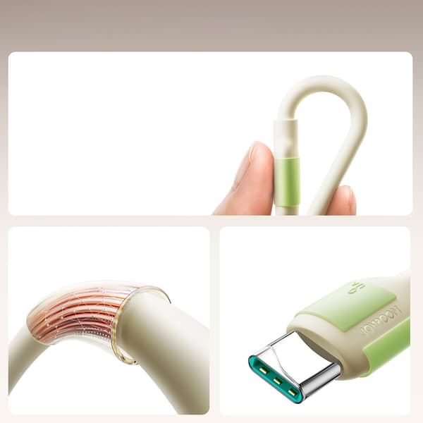 USB-A - USB-C-kabel med fluorescerande spets 1,2 m - beige