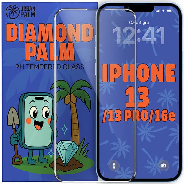 Diamond Palm Hærdet Glas til iPhone 17e / 16e / 13 / 13 Pro