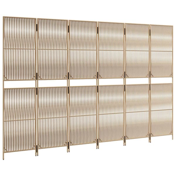 vidaXL Rumsavdelare med 6 paneler, beige, polyrotting