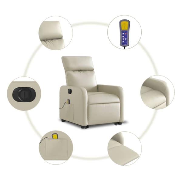 vidaXL elektrisk lænestol med massage, creme