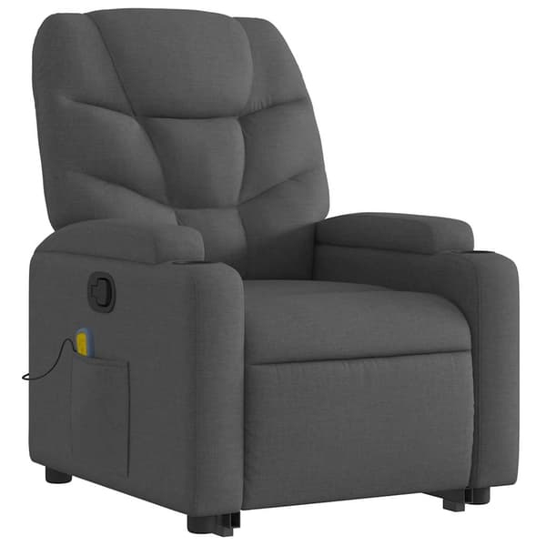 vidaXL Lyftbar massagefåtölj mörkgrå tyg