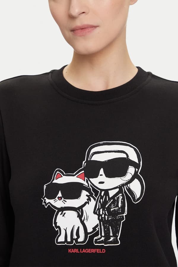 Karl Lagerfeld sort dame Ikon Sketch Duo sweatshirt M