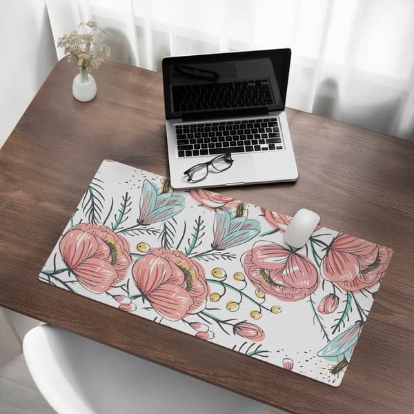 Halkfri skrivbordsmatte med retro blommønster 90x45 cm