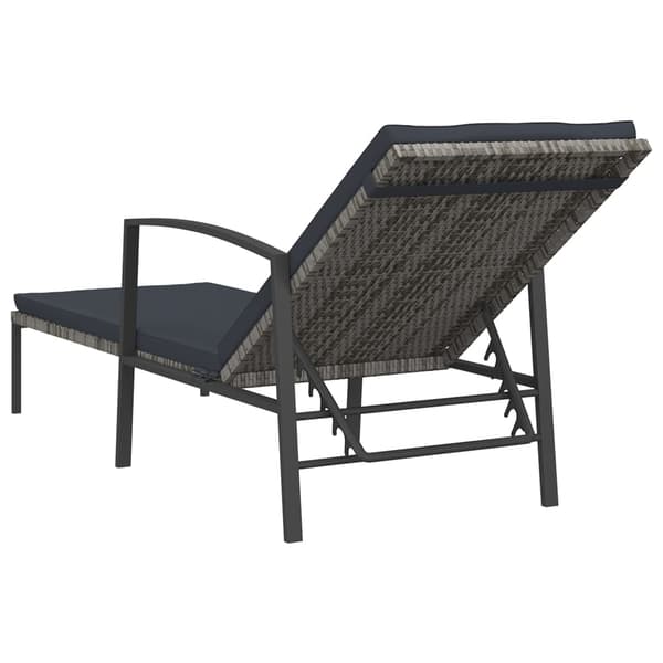 vidaXL liggestole med bord, sæt med 2, polyrattan, grå