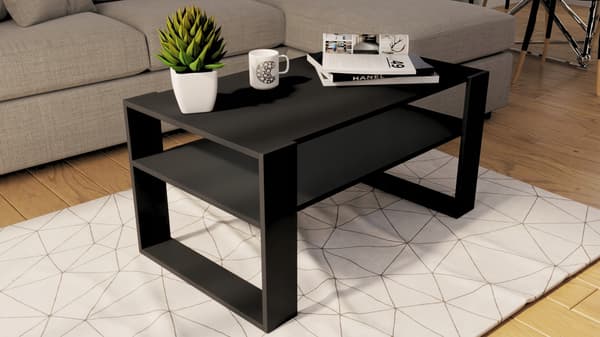 Sort sofabord 90x50cm loft retro bænkbord