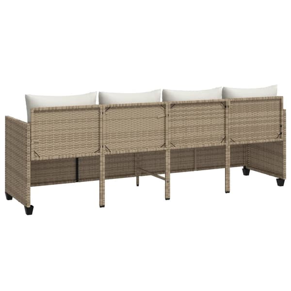 vidaXL Dagbädd med kuddar, beige, PE-rotting
