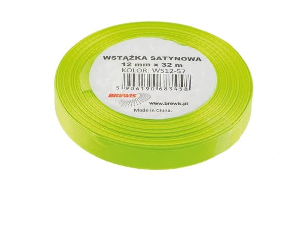 Neongrönt satinband 12mmx32m
