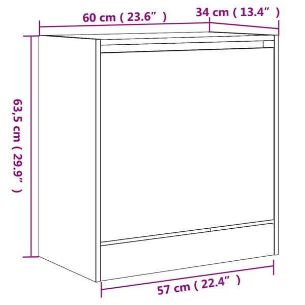 vidaXL skoskab brunt egetræ 60x34x63,5 cm