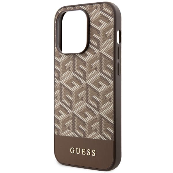 Guess GCube Stripes MagSafe-etui til iPhone 14 Pro Max, brun/brun