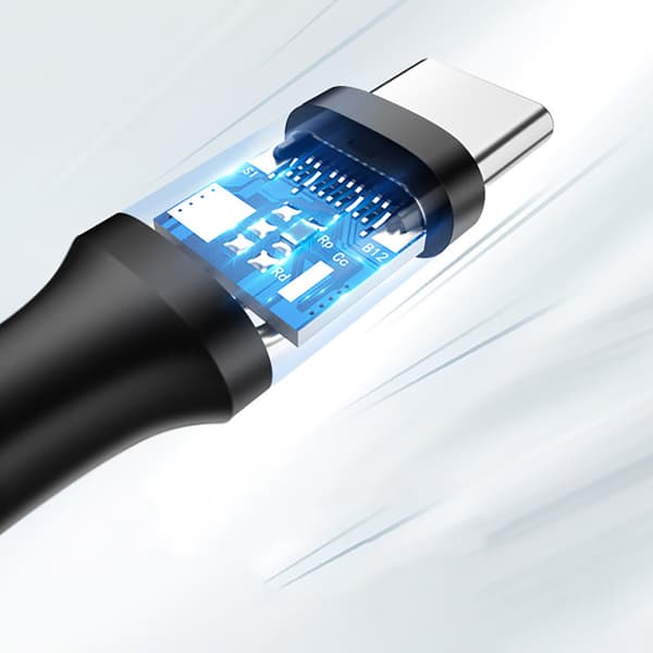 USB - USB-C Pikalataus 3.0 3A Sovitinkaapeli 0,25 m Musta