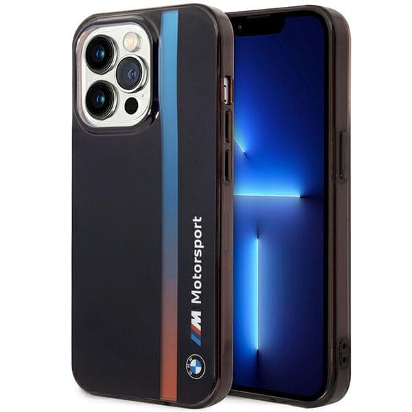 BMW IML Tricolor Stripe-cover til iPhone 14 Pro, sort
