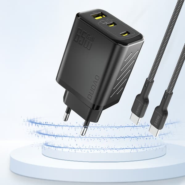 A29 GaN USB-C USB-A 65W seinälaturi - musta