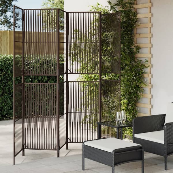 vidaXL 6-panels brun polyrattanskærm