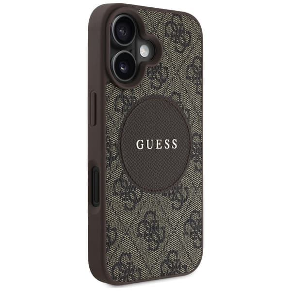 Guess 4G Circle Classic Logo-etui til MagSafe til iPhone 16, brun
