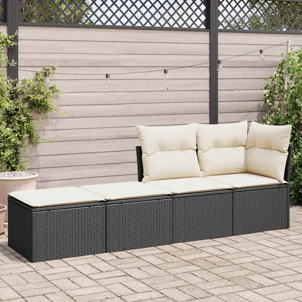 vidaXL 2-delt sofasæt med hynder, sort, polyrattan og akacie