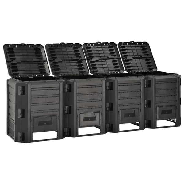 vidaXL Havekomposter, Sort, 1600 L