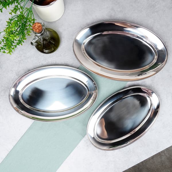Oval stålfad 3 stk.