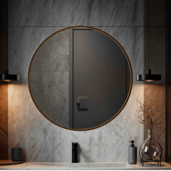 KLASSISK RUND SPEGEL GULDRAM 80x80cm
