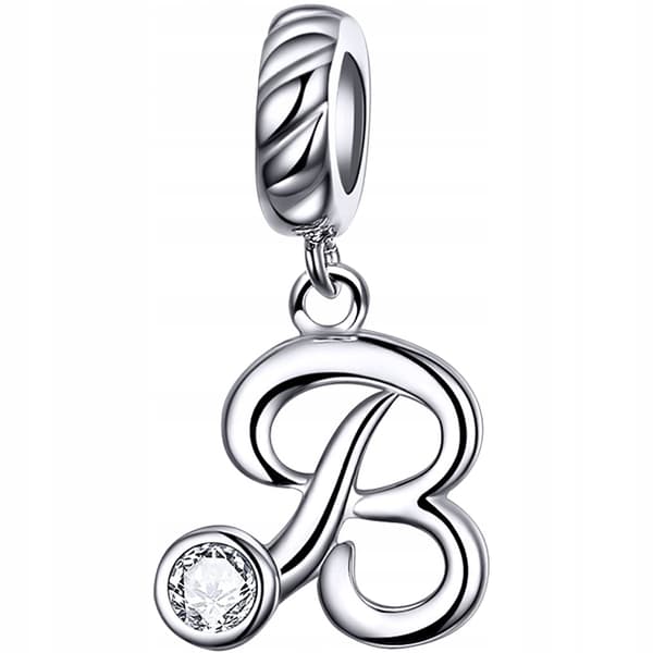 Berlocker bokstaven B silver 925 bokstavspärla silverhänge för berlocker 925