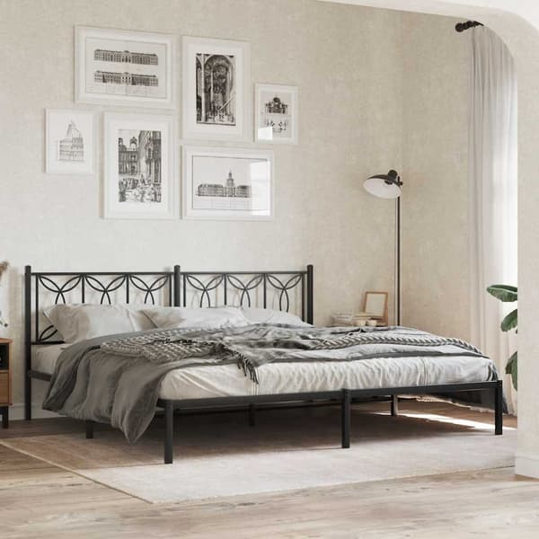 vidaXL metalsengegavl, sort, 193 cm