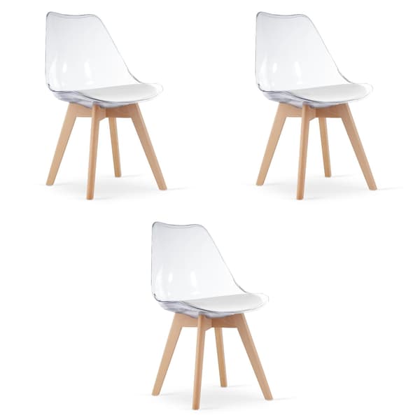 MARK stol - transparente / naturlige ben x 3