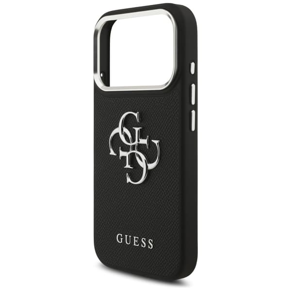 Guess Grained Big 4G Classic Logo cover til iPhone 17 Pro, sort