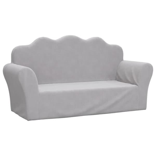 vidaXL 2-sits barnsoffa, ljusgrå, mjuk plysch