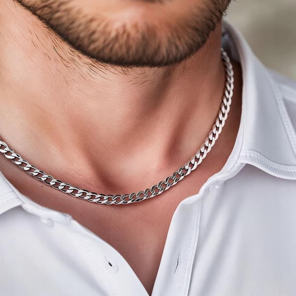 ELEGANT sølv herrekæde 925 sølv fuld kæde 6mm diamant