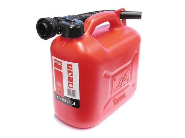 Bränslebehållare för bensin, plast, 5 liter, röd