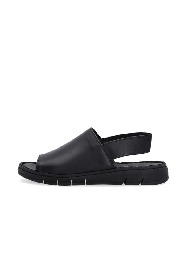 Sorte damesandaler i læder med elastisk rem Sorte damesandaler i læder med elastisk rem 37