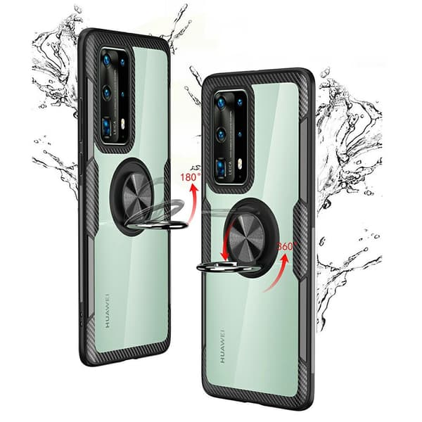 Huawei P40 Pro Gennemsigtig Ring Cover, Sort