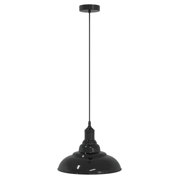vidaXL Højdejusterbar pendellampe E27 blank sort metal
