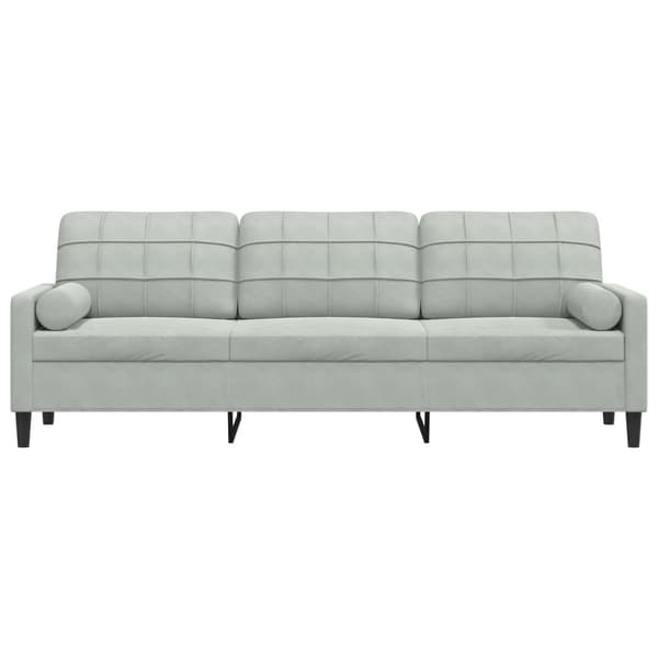 vidaXL 3-sitssoffa med kuddar ljusgrå 210 cm sammet