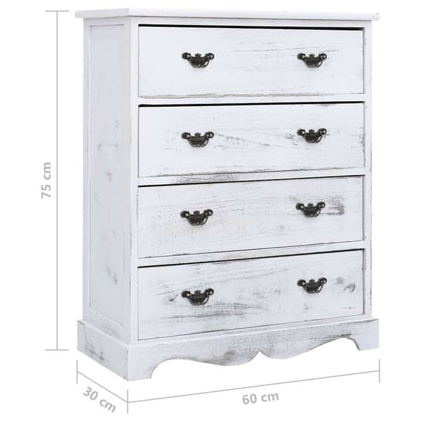 vidaXL kommode, hvid, 60x30x75 cm, træ