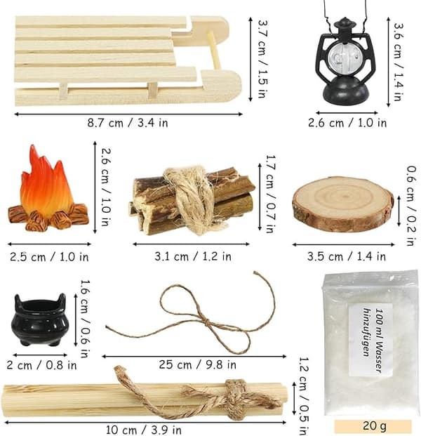 Tillbehör dvärgkamin miniatyrhus 1:12 set