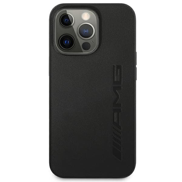AMG Læder Varmpræget Etui til iPhone 14 Pro Max, Sort