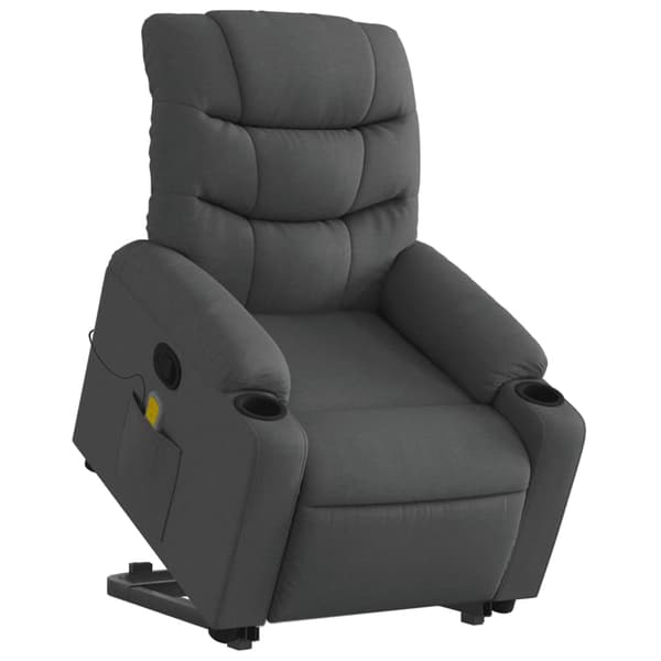 vidaXL Lyftbar massagefåtölj mörkgrå tyg