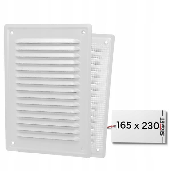METAL rektangulær ventilationsrist 165x230mm - hvid