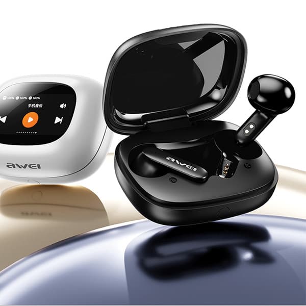 AWEI Bluetooth 5.4 TP97 TWS hörlurar + dockningsstation svarta