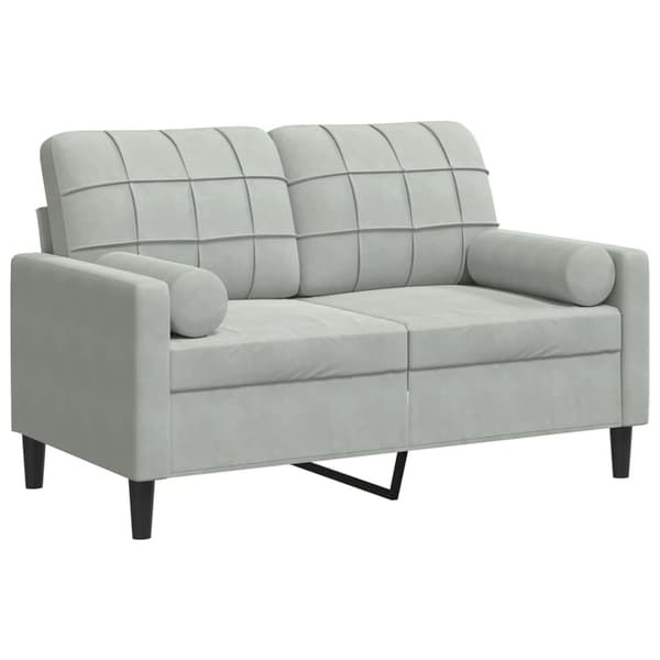 vidaXL 2-sitssoffa med kuddar ljusgrå 120 cm sammet
