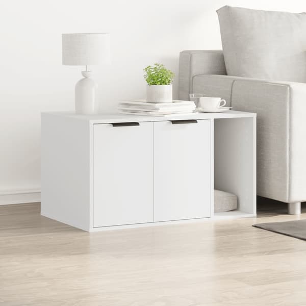 vidaXL Kattlåda vit 80x50x45 cm träbaserat material