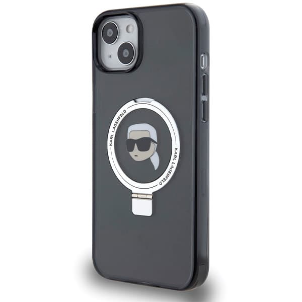Karl Lagerfeld Ring Stand Karl Head MagSafe-etui til iPhone 15 Plus, sort